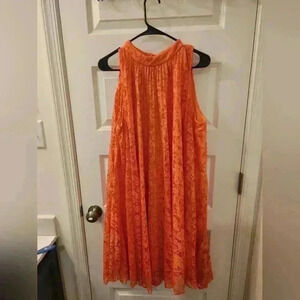 EST. 1946 Shift Womens Dress Floral Lace High Neck Midi Orange Size 18/20 #Z523